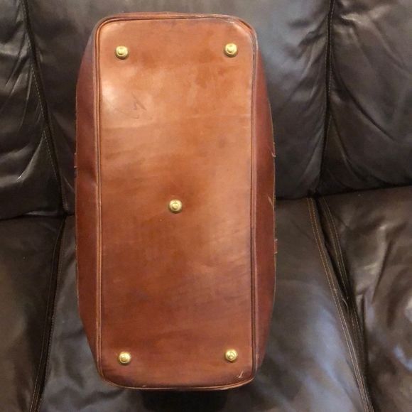 MRALPH LAUREN Brown Green Top Handle Tartan Plaid Boston Duffle Travel Bag 55cm - Picture 14 of 17